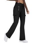 High Waist Crossover Bootcut Yoga Leggings with Pockets