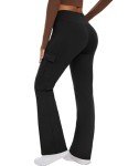 High Waist Crossover Bootcut Yoga Leggings with Pockets