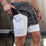 Men's 2-in-1 Running Workout Shorts - Grey Camo