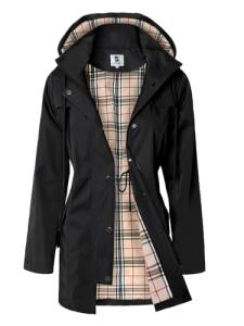 SaphiRose Women's Hooded Rain Jacket - Black