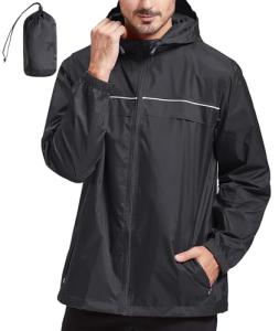 Men's Waterproof Lightweight Hooded Rain Jacket