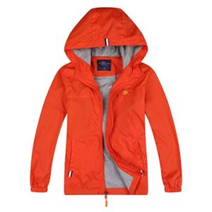 Kids’ Waterproof Lightweight Hooded Rain Jacket - Sky Orange
