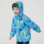 Kids Waterproof Dinosaur Rain Jacket (Blue, 4T)