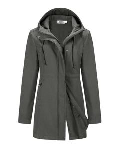 Women's Waterproof Fleece-Lined Hooded Rain Jacket