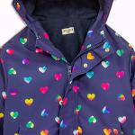 Girls' Heart Print Lightweight Waterproof Rain Jacket