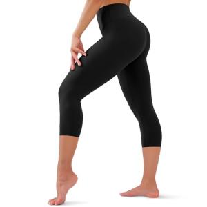 High Waisted Tummy Control Capri Leggings for Women