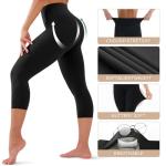 High Waisted Tummy Control Capri Leggings for Women