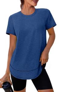 Women's Short Sleeve Workout Tops with Sun Protection