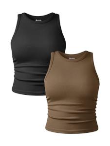OQQ Women's Sleeveless Yoga Crop Top Set