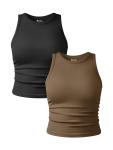 OQQ Women's Sleeveless Yoga Crop Top Set