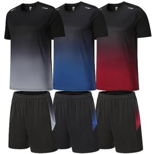 Men's Workout Shirt Sets - 3 Pack Activewear