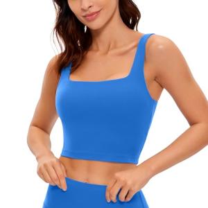 CRZ YOGA Women's Longline Sports Bra in Sparkle Blue
