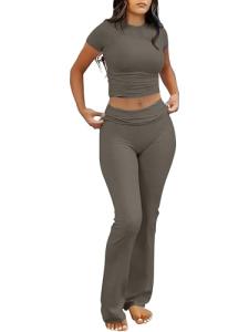 Women’s 2-Piece Yoga Flare Leggings and Crop Top Set