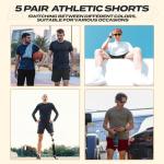 5 Pack Men's Quick Dry Workout Gym Shorts