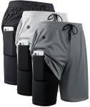 Men's 2-in-1 Lightweight Gym Running Shorts - 3 Pack