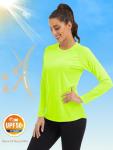Women's Long Sleeve Athletic Running Shirt - Fluorescent Green