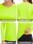 Women's Long Sleeve Athletic Running Shirt - Fluorescent Green