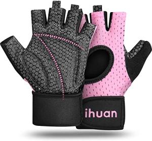 Ihuan Fingerless Weight Lifting Gloves with Wrist Support