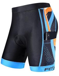 Kids Padded Biking Shorts with Pockets - Blue Orange