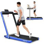 Goplus 2-in-1 Folding Treadmill with Dual Display