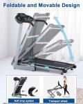 BORGUSI Folding Treadmill with Auto Incline and Bluetooth