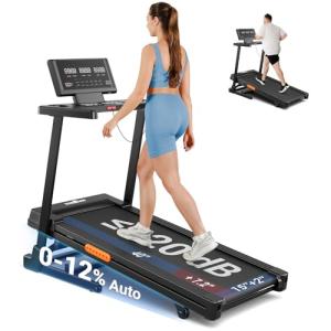 THERUN Compact Treadmill with Auto Incline