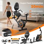 Quiet Recumbent Exercise Bike with Adjustable Seat