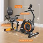 Quiet Recumbent Exercise Bike with Adjustable Seat