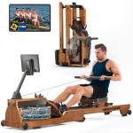 WENOKER Wooden Water Rowing Machine for Home