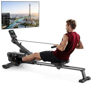 Foldable Magnetic Rowing Machine with App & Coaching