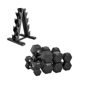 CAP Barbell 100 LB Hex Dumbbell Set with Rack