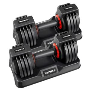 HYPATA 25 lbs Adjustable Dumbbell Set with Tray