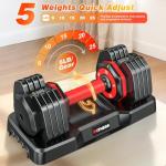 Adjustable Dumbbells Set 5-25LB for Home Gym