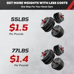GOIMU 4-in-1 Adjustable Dumbbell Set 55/77lbs