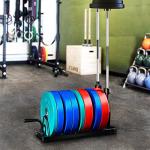 Barbell Bumper Plate Rack with Wheels and Handle