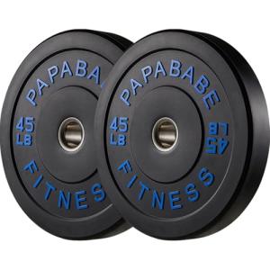 PAPABABE 45lb Olympic Rubber Bumper Plates Pair