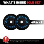 PAPABABE 45lb Olympic Rubber Bumper Plates Pair