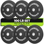 Bumper Plates Set for Olympic Weightlifting, 100 lb