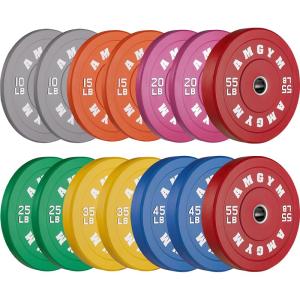 AMGYM Olympic Colored Bumper Plates Set, 410LB
