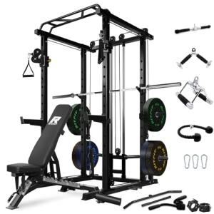 RitFit Squat Rack Power Cage Home Gym Package