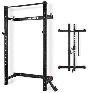 RitFit Wall Mounted Folding Squat Rack - Space Saver