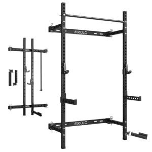 Mikolo Folding Wall Mount Squat Rack with Pull Up Bar