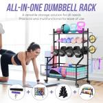 Adjustable Dumbbell Rack with Wheels and Hooks