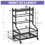 Adjustable Dumbbell Rack with Wheels and Hooks