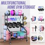 Adjustable Dumbbell Rack with Wheels and Hooks