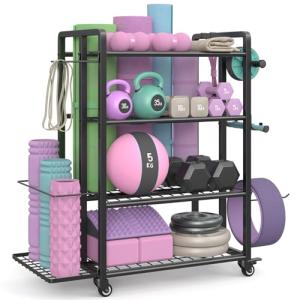 Adjustable 4-Tier Dumbbell Rack with Wheels