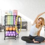 Compact Dumbbell Rack with Yoga Mat Storage Wheels