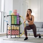 Compact Dumbbell Rack with Yoga Mat Storage Wheels