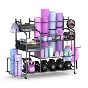 Mythinglogic Dumbbell Rack with Wheels and Hooks