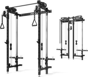 Mikolo Wall Mounted Folding Squat Rack with Cables